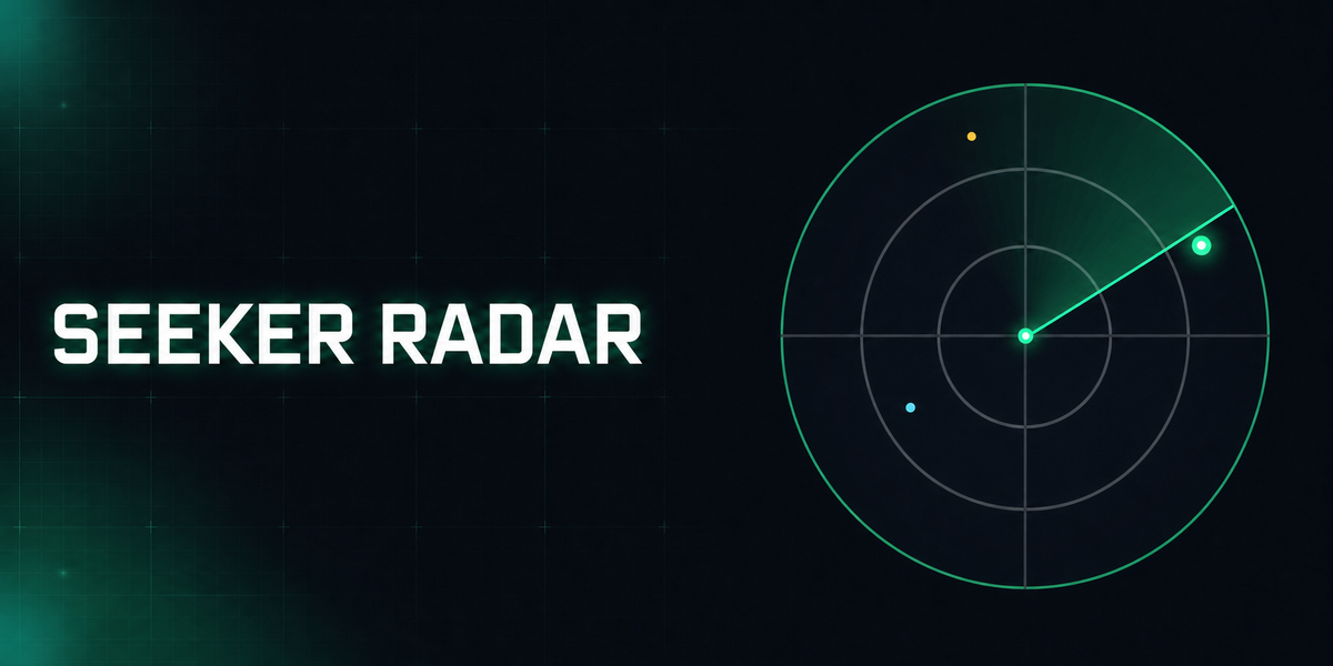 Seeker Radar interface artwork with a radar scan